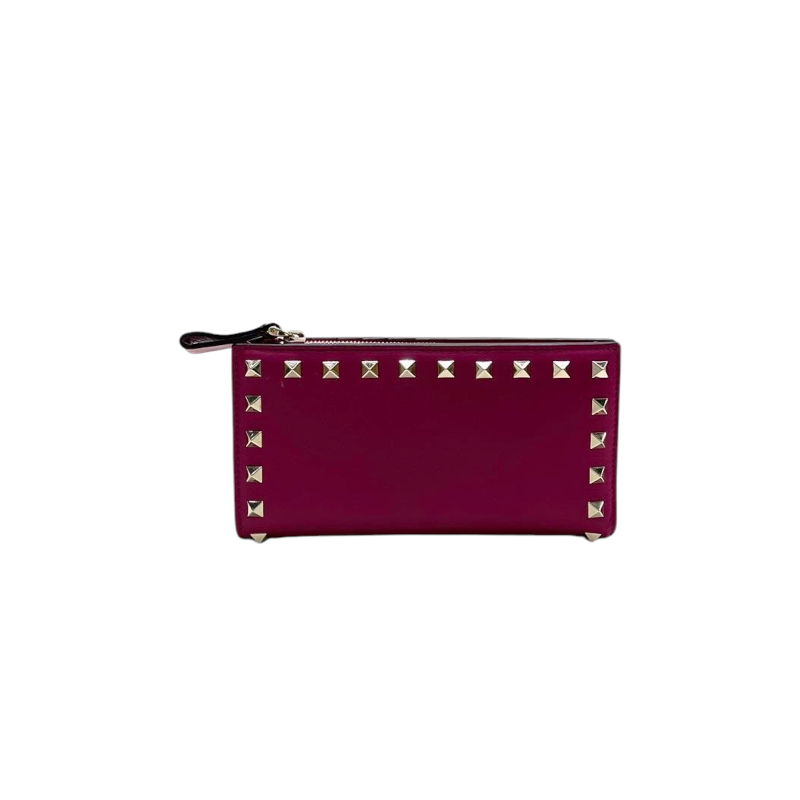 Preowned Valentino Raspberry Rockstud Wallet Pink leather