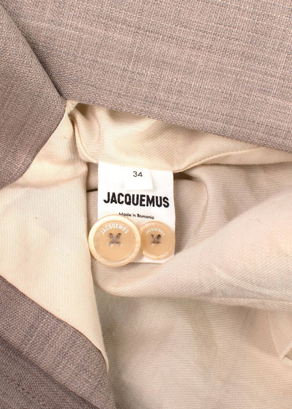 Jacquemus Beige La Robe Maniu Tailored Wool-Twill Mini Dress Size XXS wool