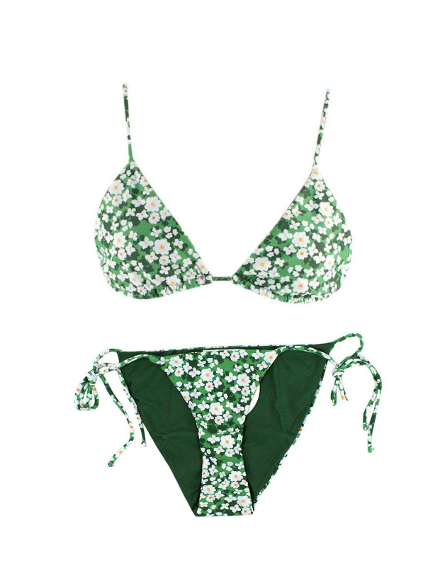 Borgo De Nor Green Floral Triangle Pallas Bikini Size S green white recycled polyamide/elastane