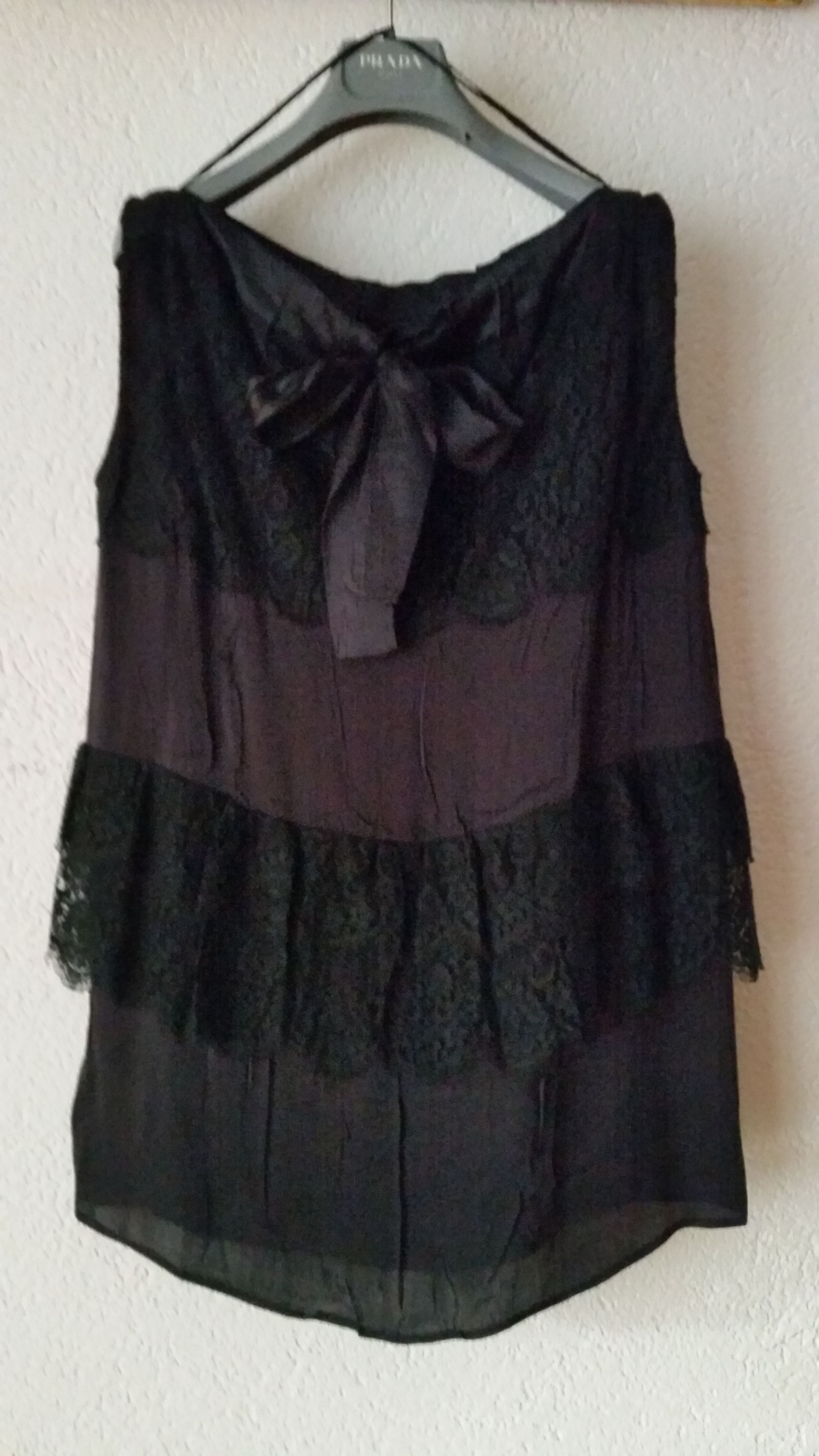 Prada Black satin  lace sleeveless top Size 40