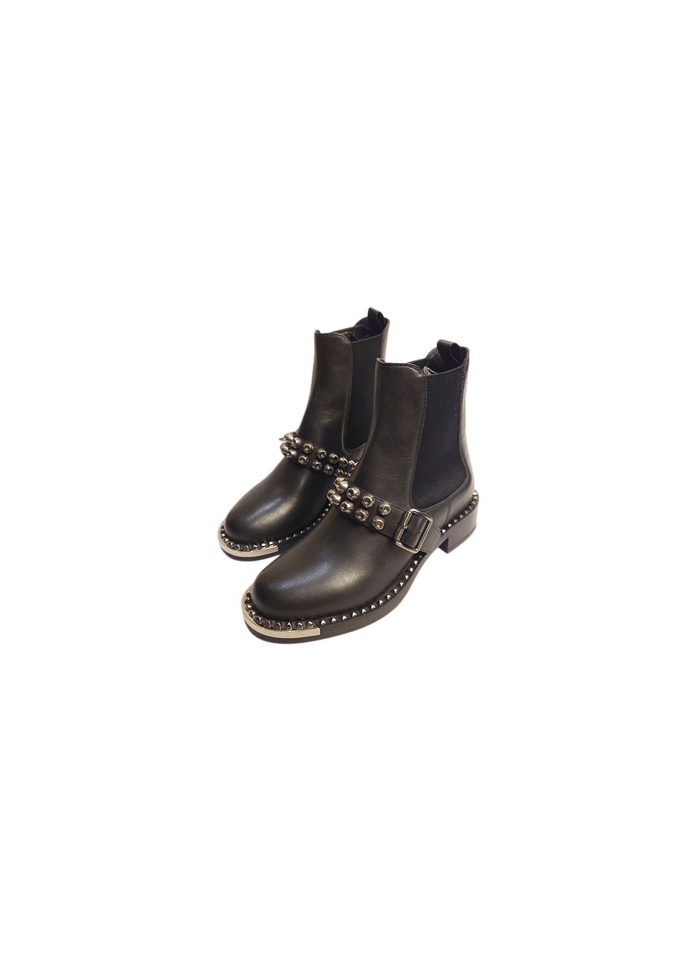 Miu Miu black leather studded riding ankle boots Size 36