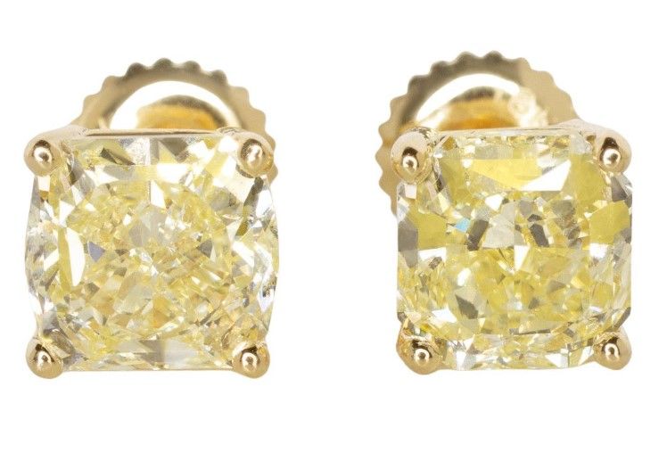 Antinori Fine Jewels 8ct Fancy Light Yellow GIA Diamond Stud Earrings