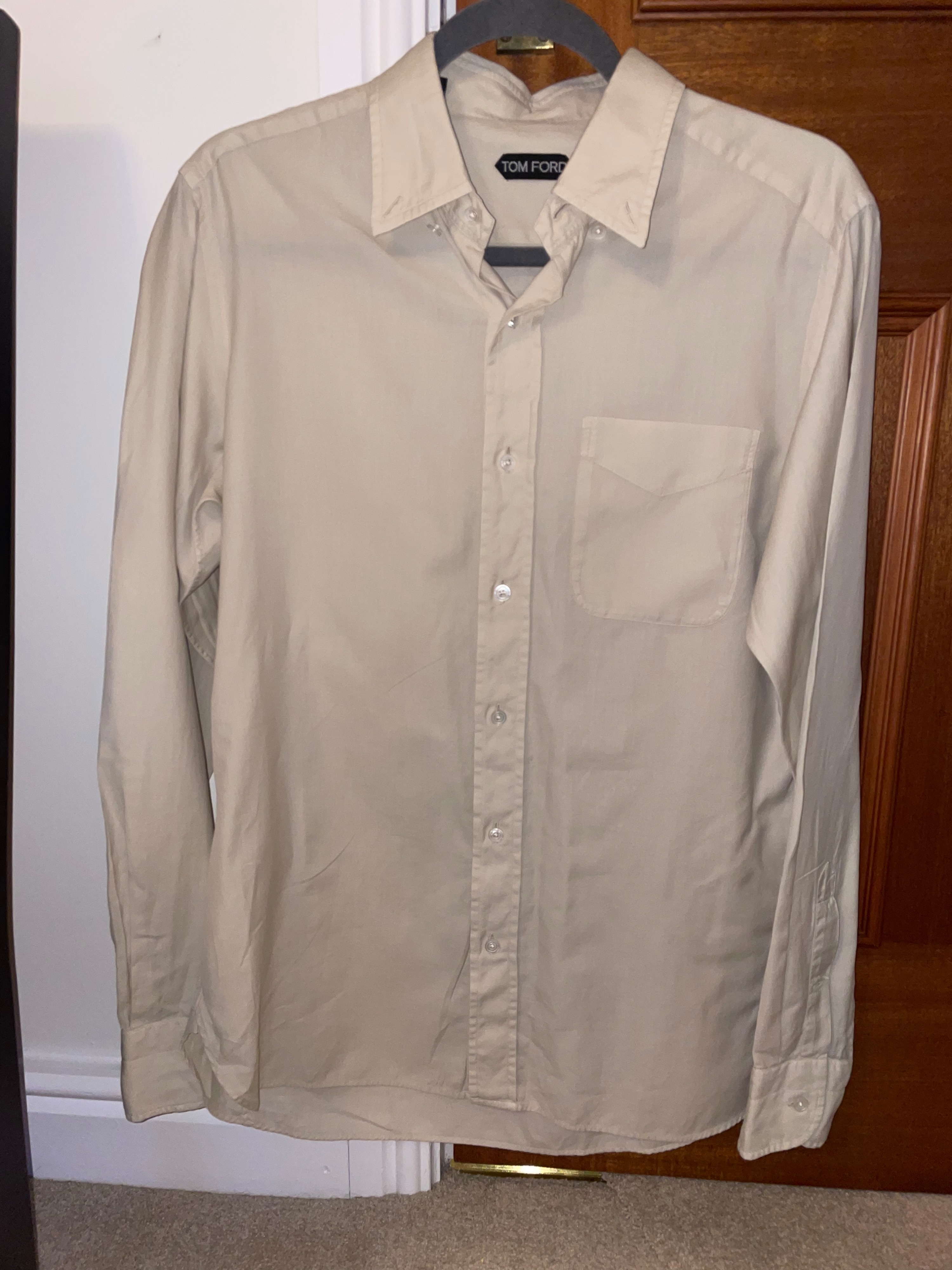 Men's Preowned Tom Ford Beige Cotton Shirt Size L Cream