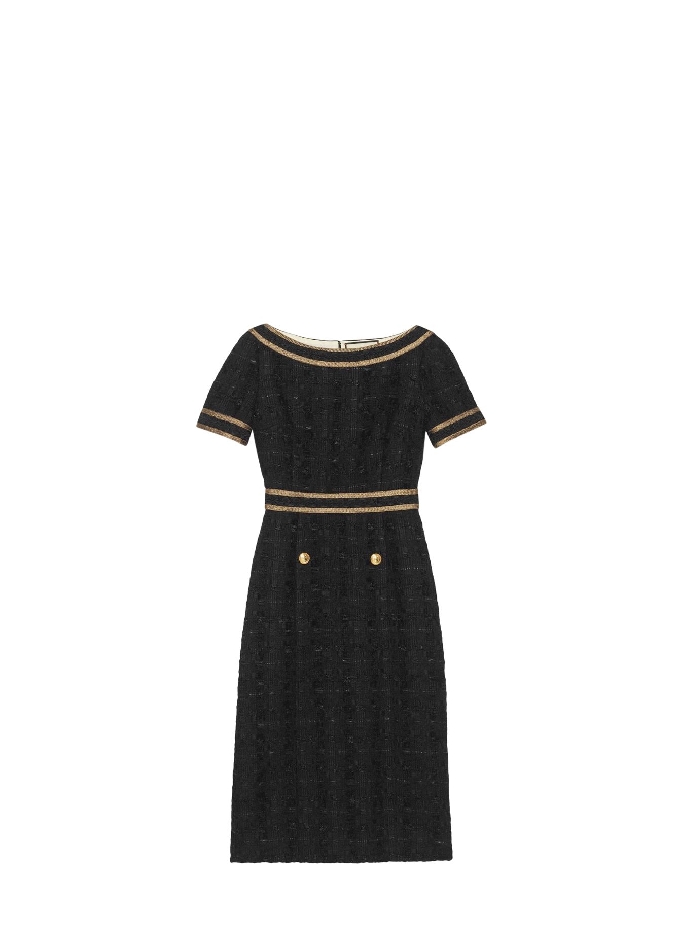 Preowned Gucci Black Boucle Shift Dress Size M cotton