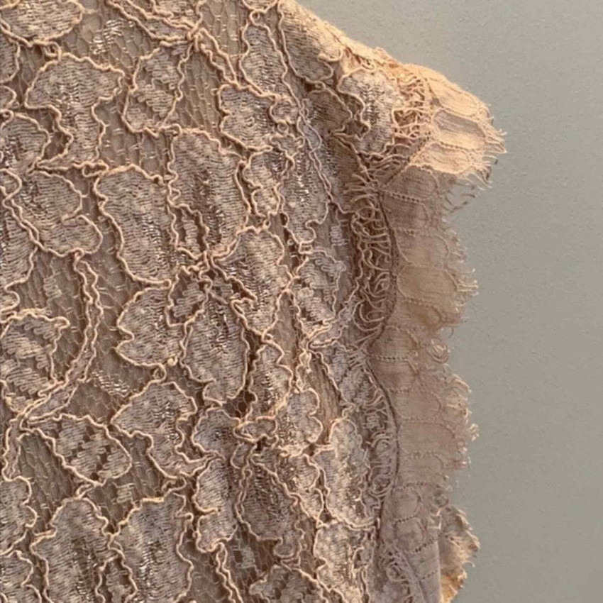 Preowned DVF Nude Lace Wanda Mini Dress Size M Beige/Nude