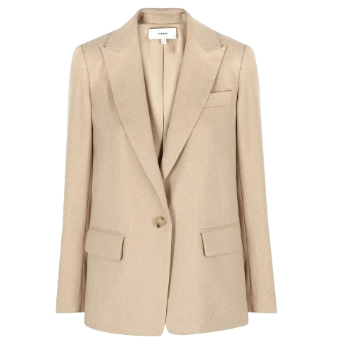 Vince Sand Single Breasted  Brushed Jersey Blazer Size XXS Beige wool