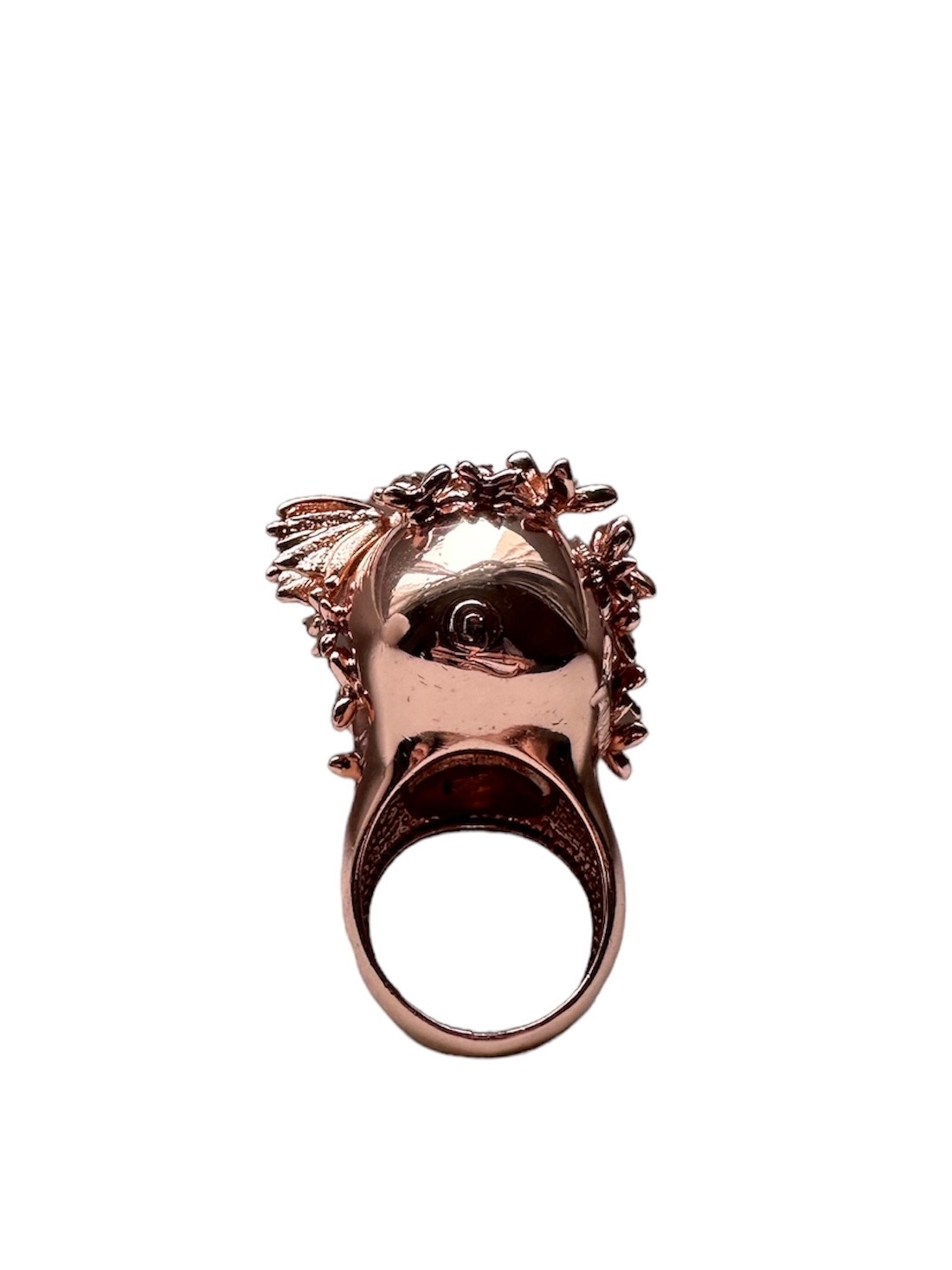 Preowned Alexander McQueen Rose Gold Metal Floral Skull Ring