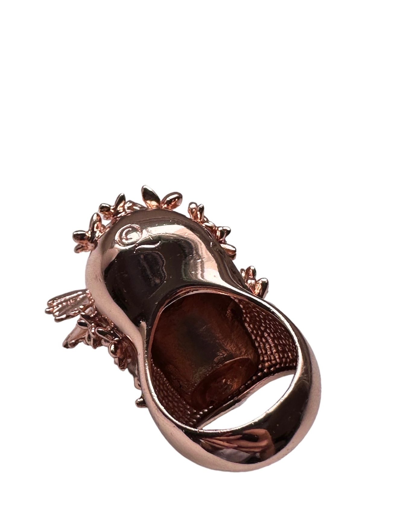 Preowned Alexander McQueen Rose Gold Metal Floral Skull Ring