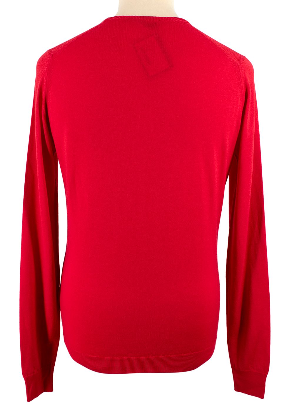 Men's Preowned John Smedley Red Lundy Merino Wool Jumper Size S