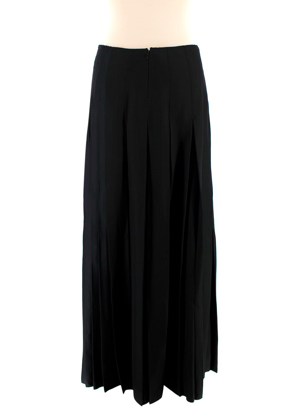 Victoria Beckham Black Pleated Satin Midi Skirt Size S cotton