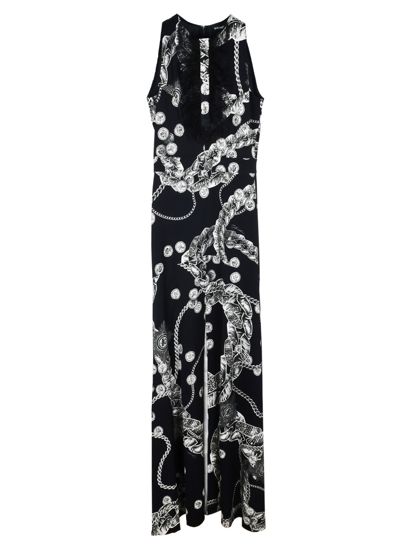 Just Cavalli Black Crystal Embellished Sleeveless Gown Size XXS viscose