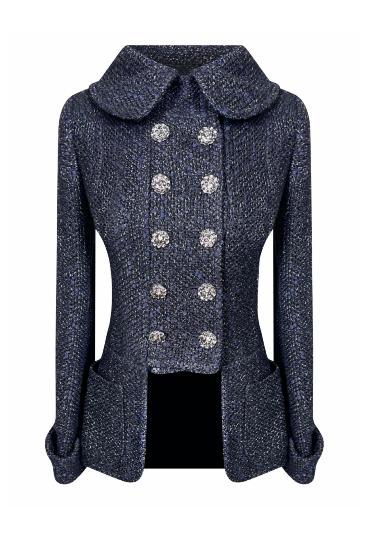 Chanel Brsaserie Collection Black And Navy Lesage Tweed Jacket Size S black, navy