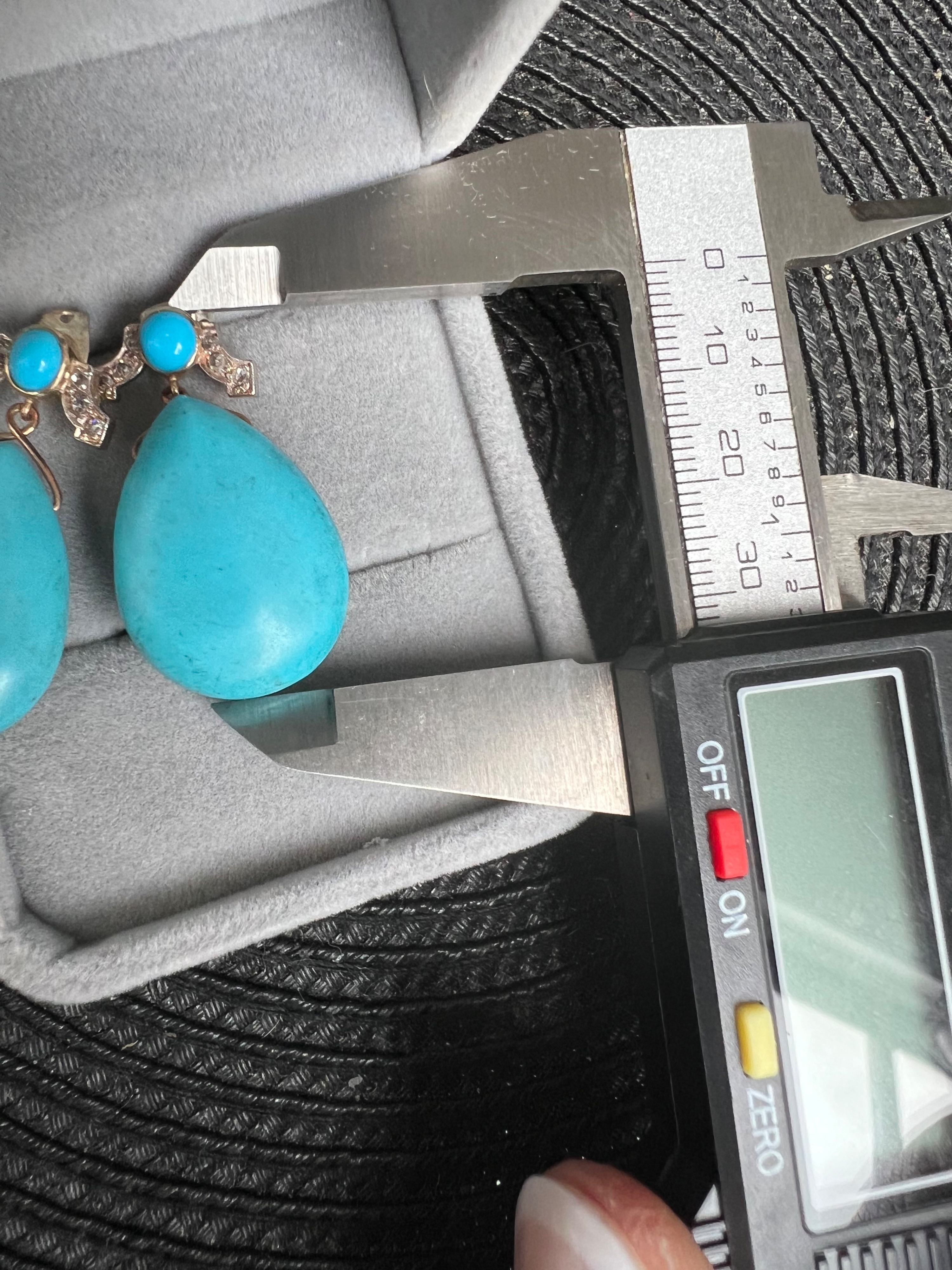 Preowned Bespoke Turquoise with Diamond Accent Earrings Size S turquoise/white gold