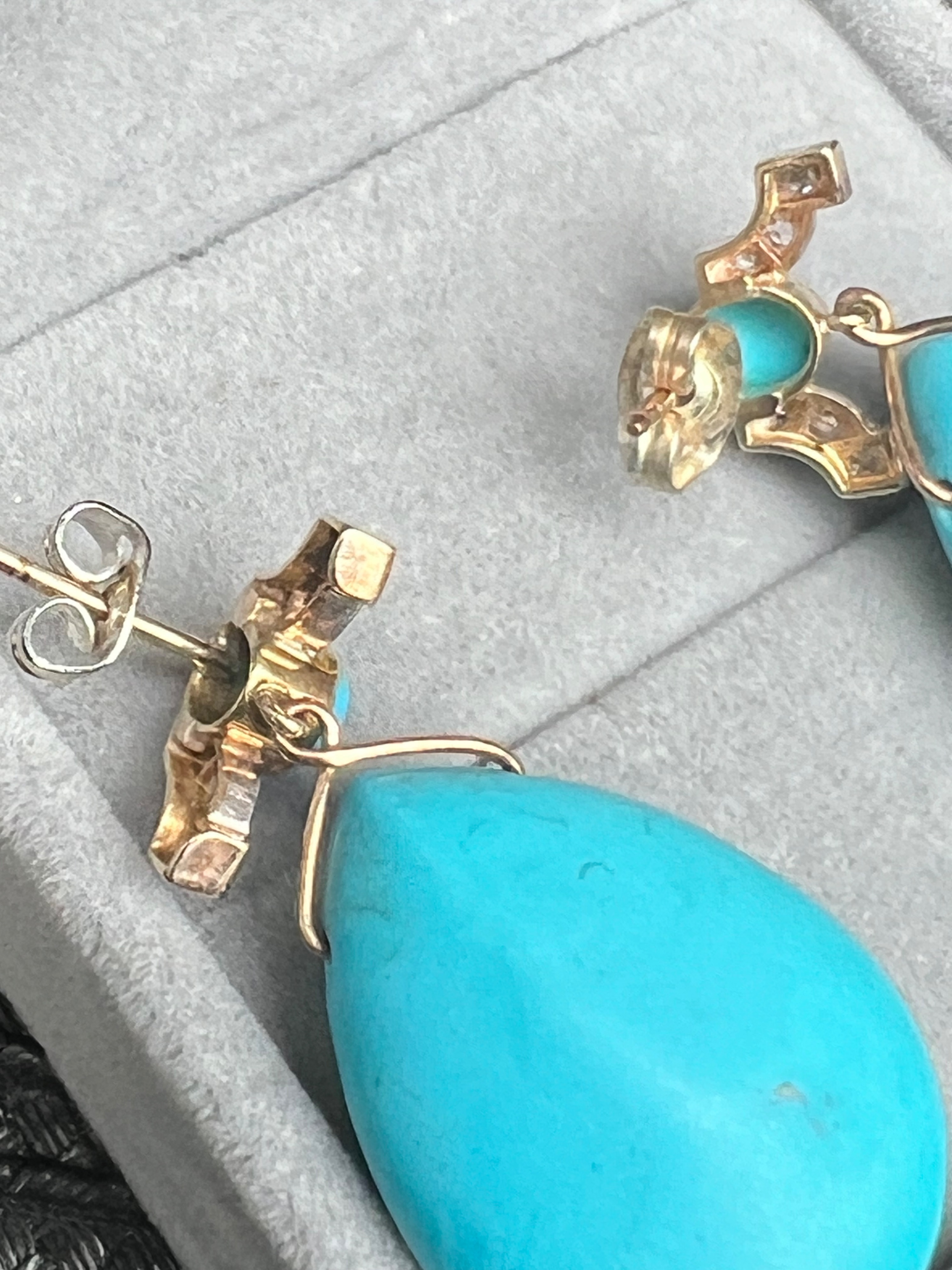 Preowned Bespoke Turquoise with Diamond Accent Earrings Size S turquoise/white gold