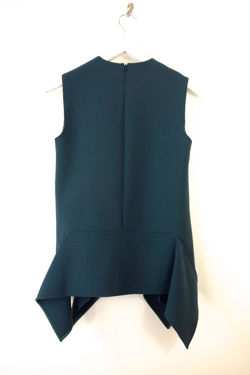 Preowned Victoria Victoria Beckham Green Stretch Crepe Flared Sleeveless Top Size XXS wool