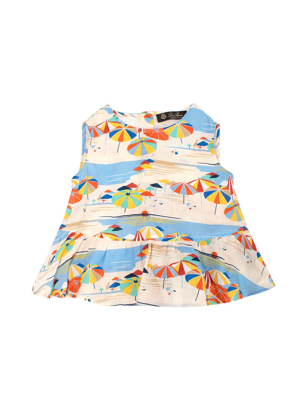 Boys Loro Piana Kids Beach Print Iza Linen Top 2 Years Size 18-24 Months cream multicoloured