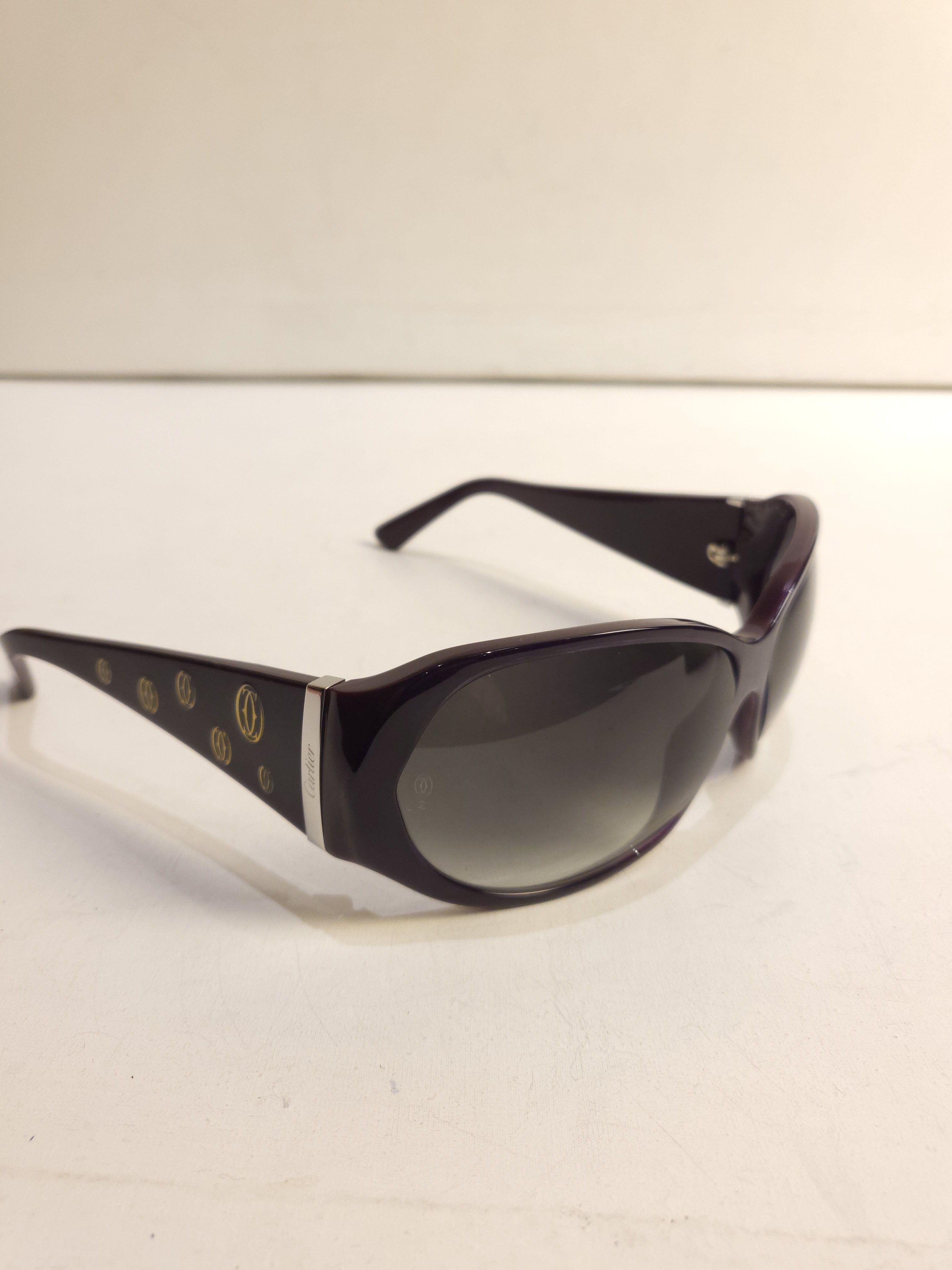 Preowned Cartier Purple Gradient Lens Shield Sunglasses acetate