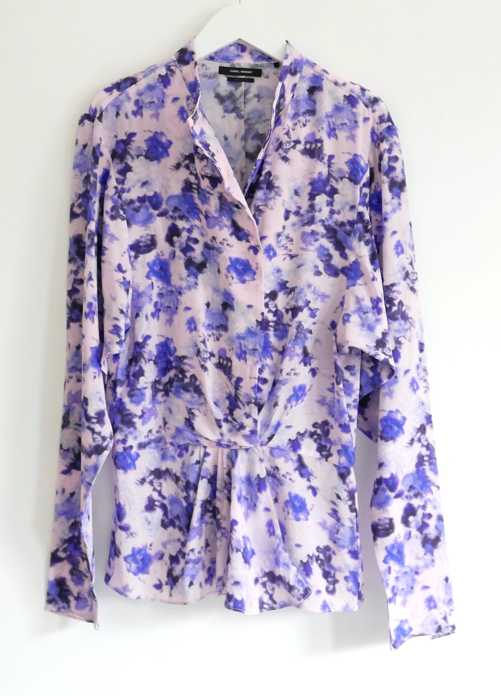 Isabel Marrant Lilac Blurred Floral Print Fidaje Blouse Size S Purple silk