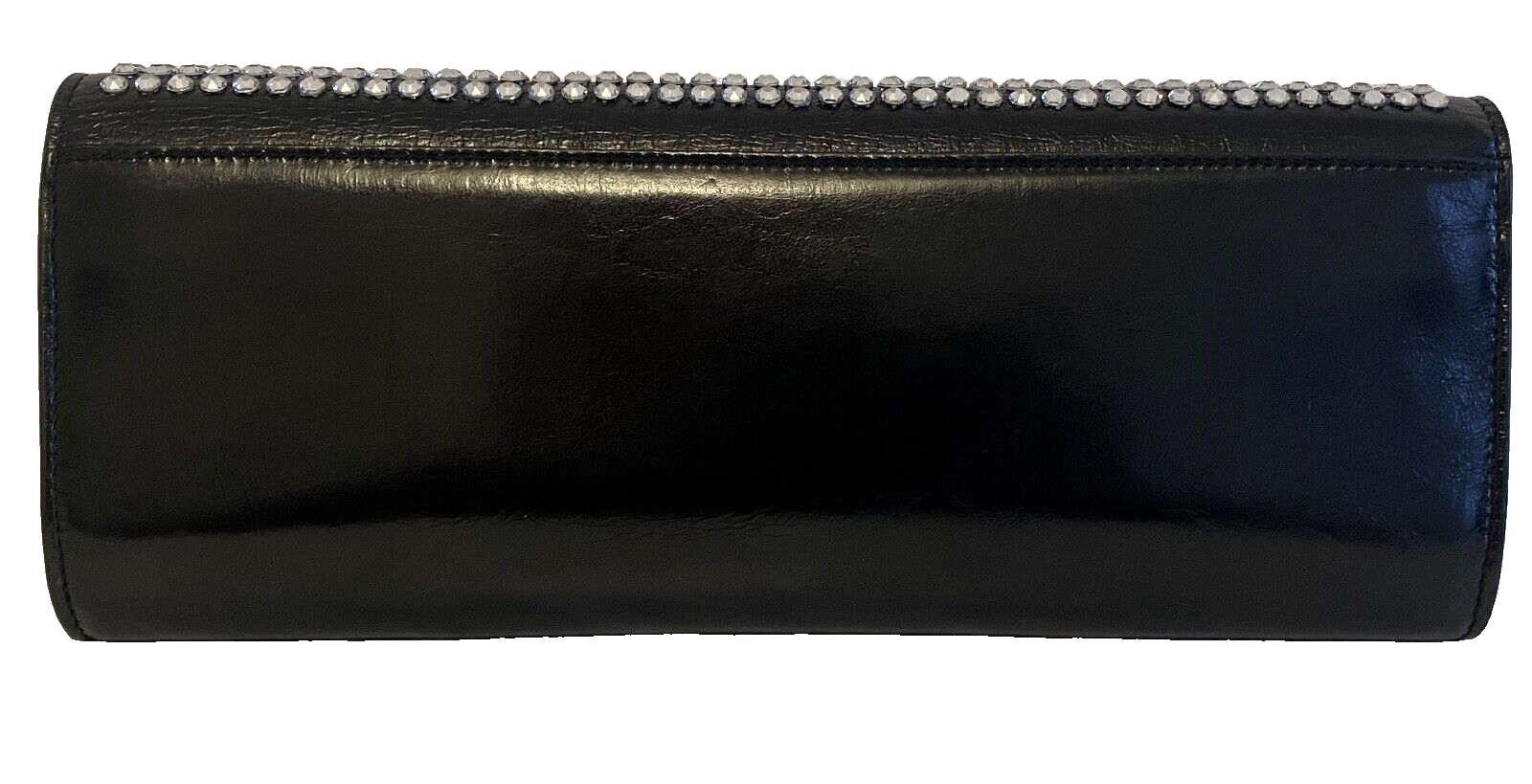 Saint Laurent Black Crystal Embellished Clutch Bag leather/crystal