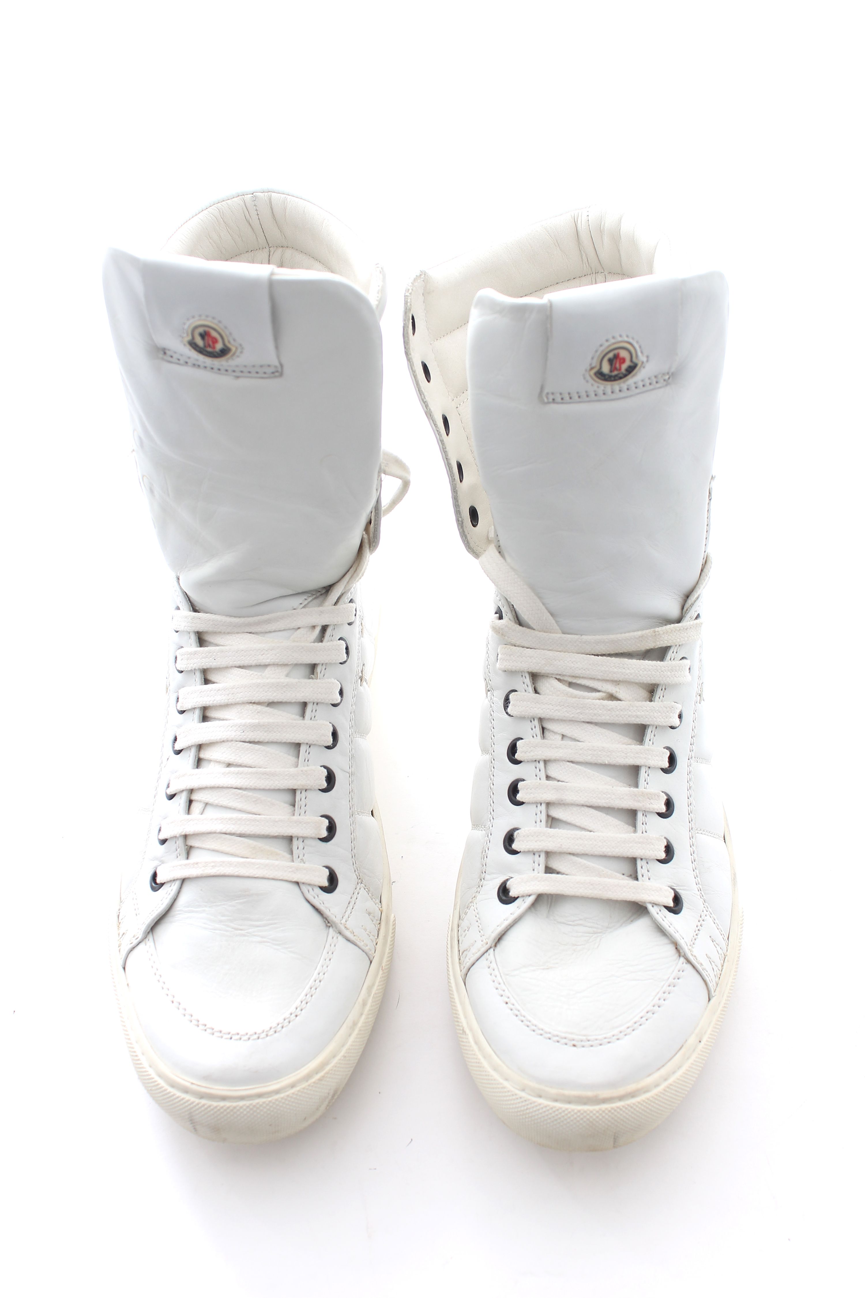 Moncler White Quilted High-Tops Size 42