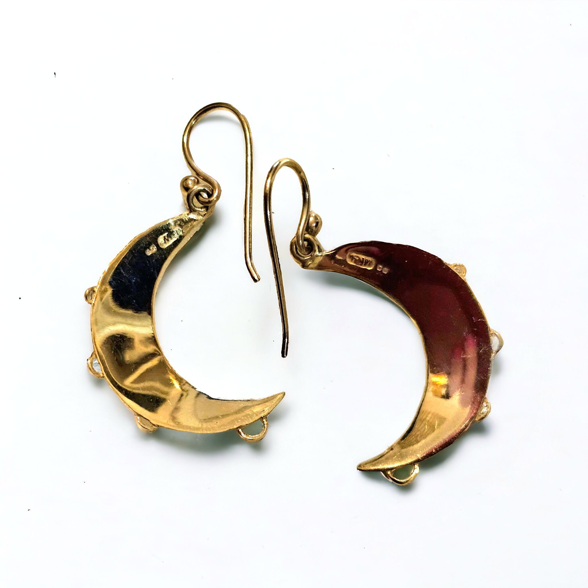 Preowned Bespoke 9ct Yellow Gold Half Moon Earrings ct gold