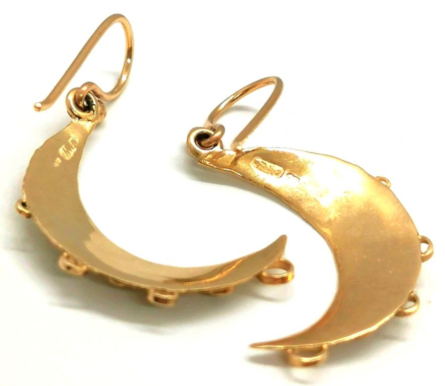 Preowned Bespoke 9ct Yellow Gold Half Moon Earrings ct gold