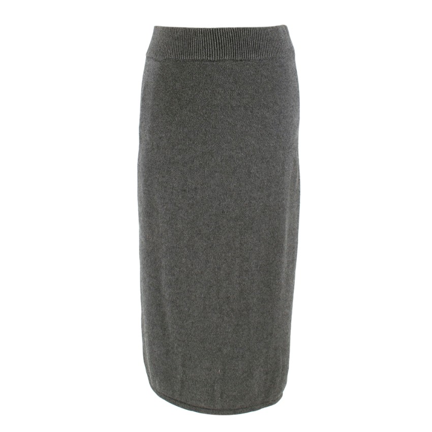 Charlie May Grey Knit Midi Skirt Size S cotton