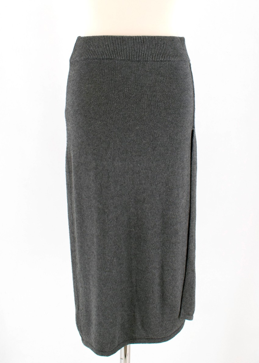 Charlie May Grey Knit Midi Skirt Size S cotton