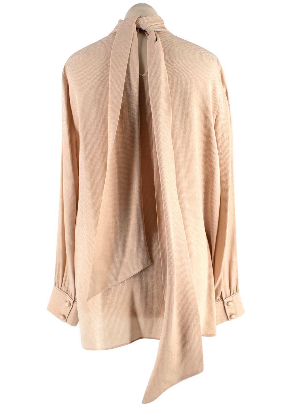 Fendi Golden Beige Blouse with Neck Tie Size XS Nude with pink undertones silk