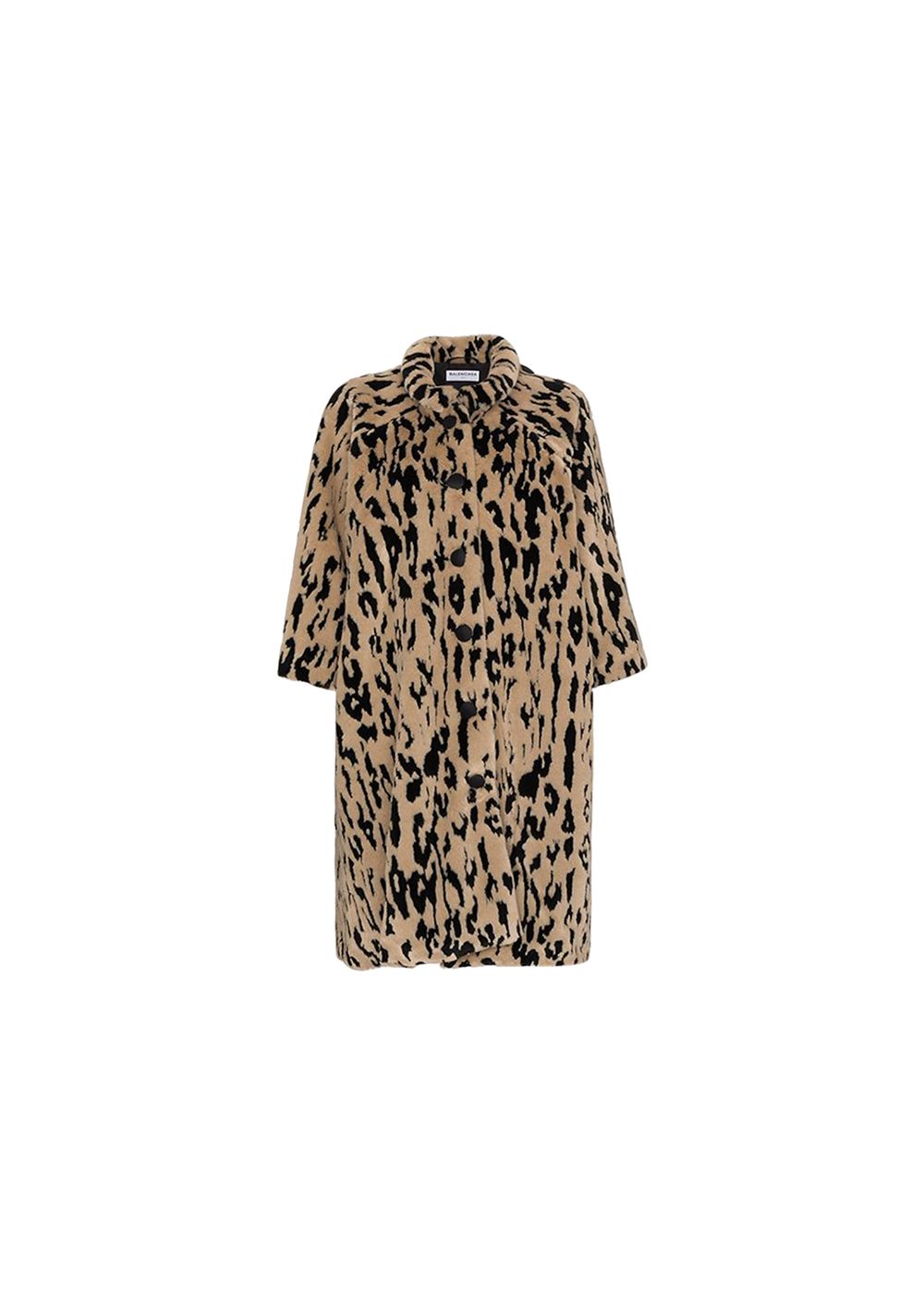 Balenciaga Leopard Faux Fur Opera Coat Size S Beige / Black