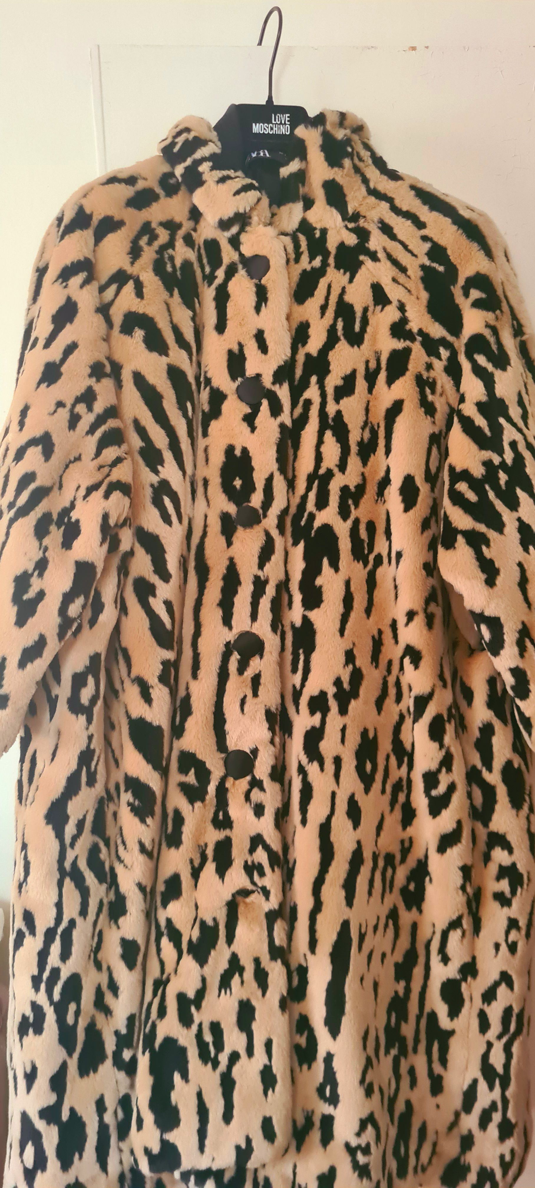 Balenciaga Leopard Faux Fur Opera Coat Size S Beige / Black