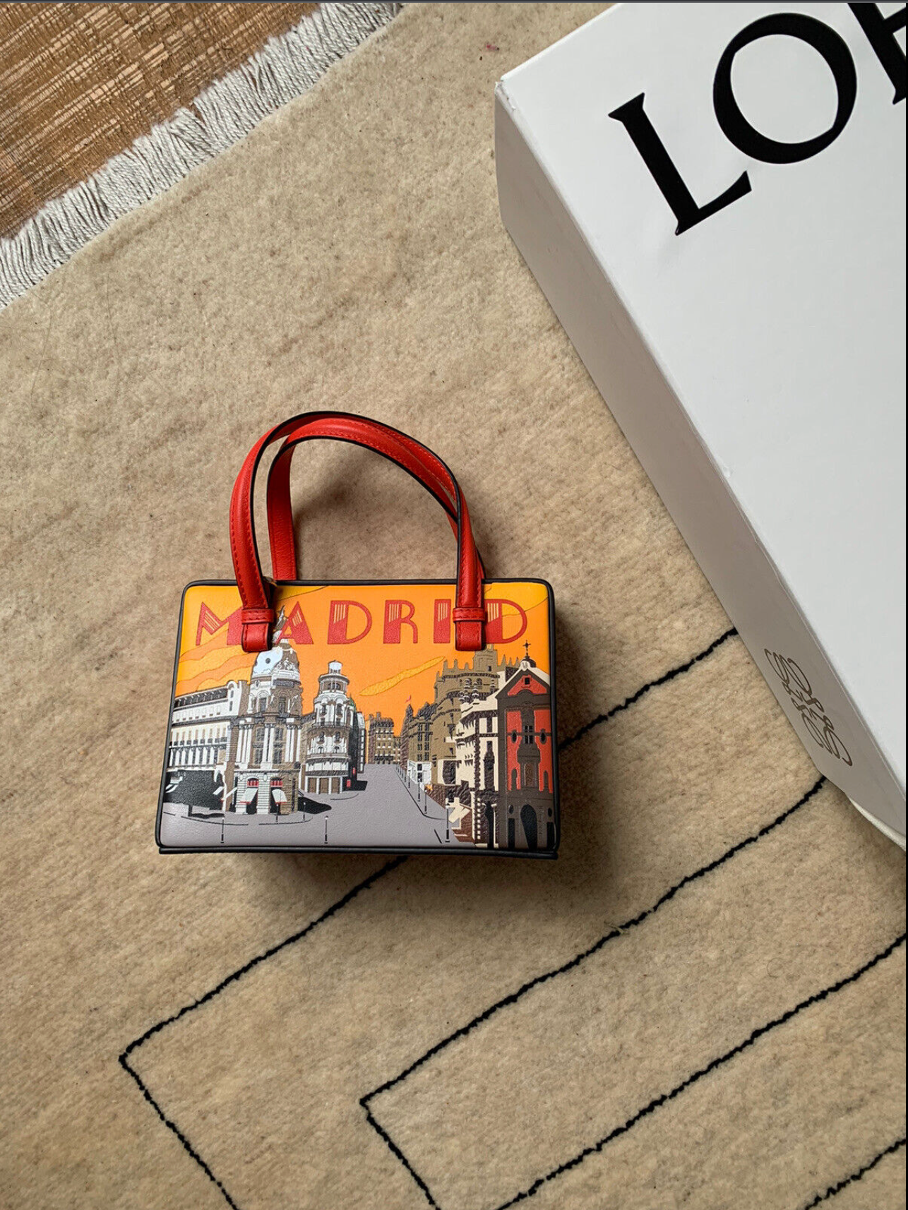 Loewe Postal Madrid Small Leather Shoulder Bag Multicoloured : mainly red and yello