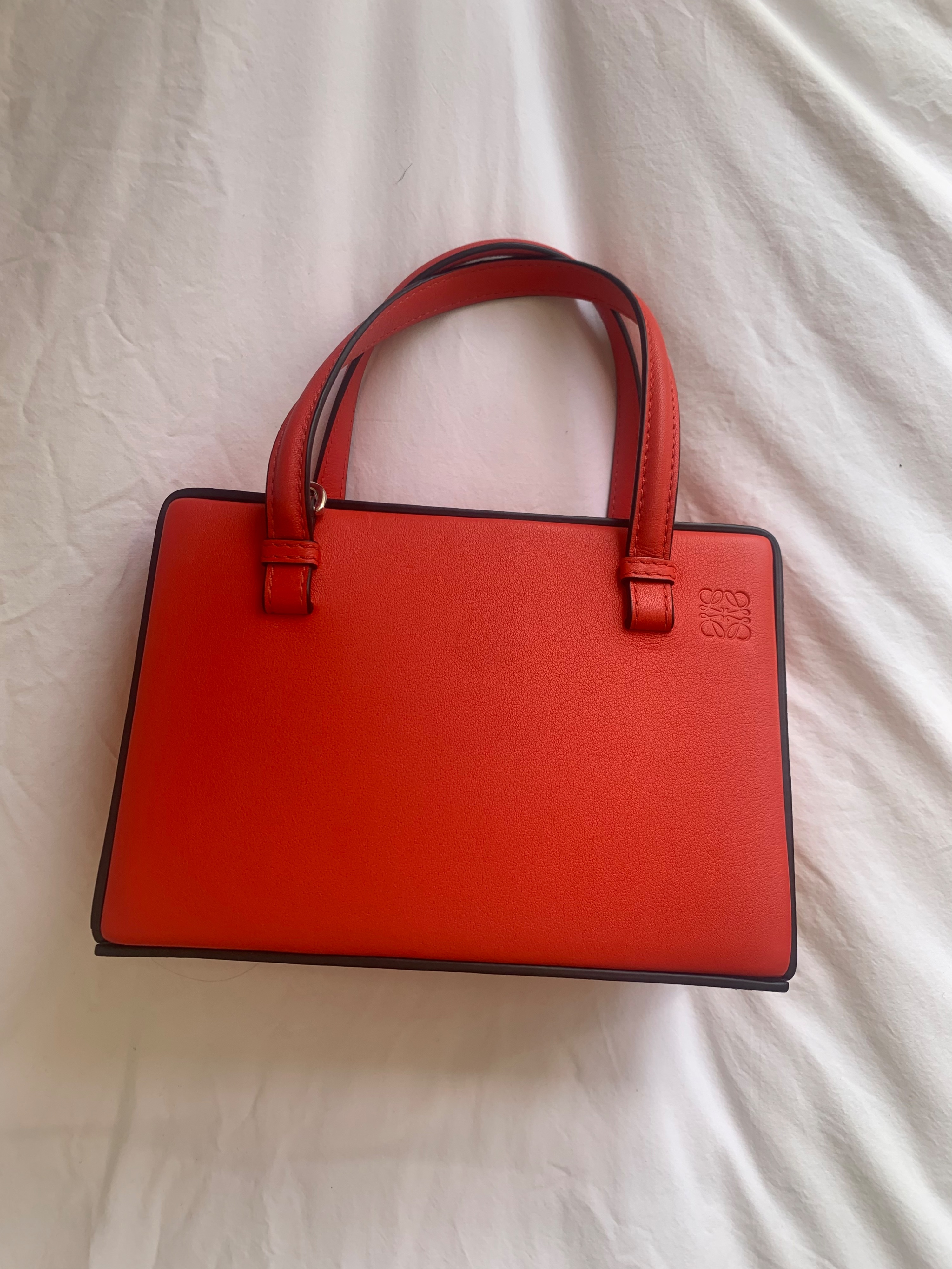 Loewe Postal Madrid Small Leather Shoulder Bag Multicoloured : mainly red and yello