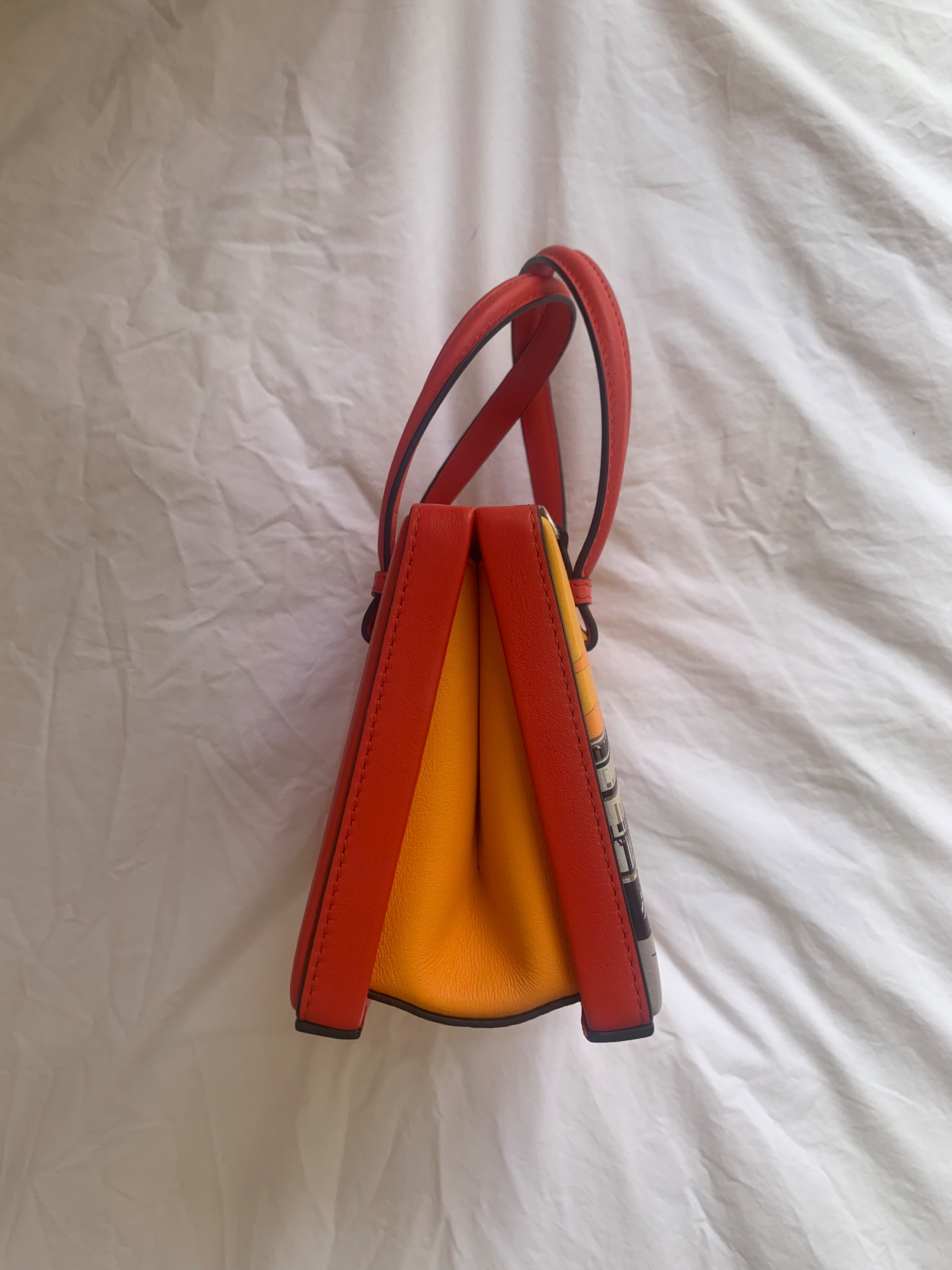 Loewe Postal Madrid Small Leather Shoulder Bag Multicoloured : mainly red and yello