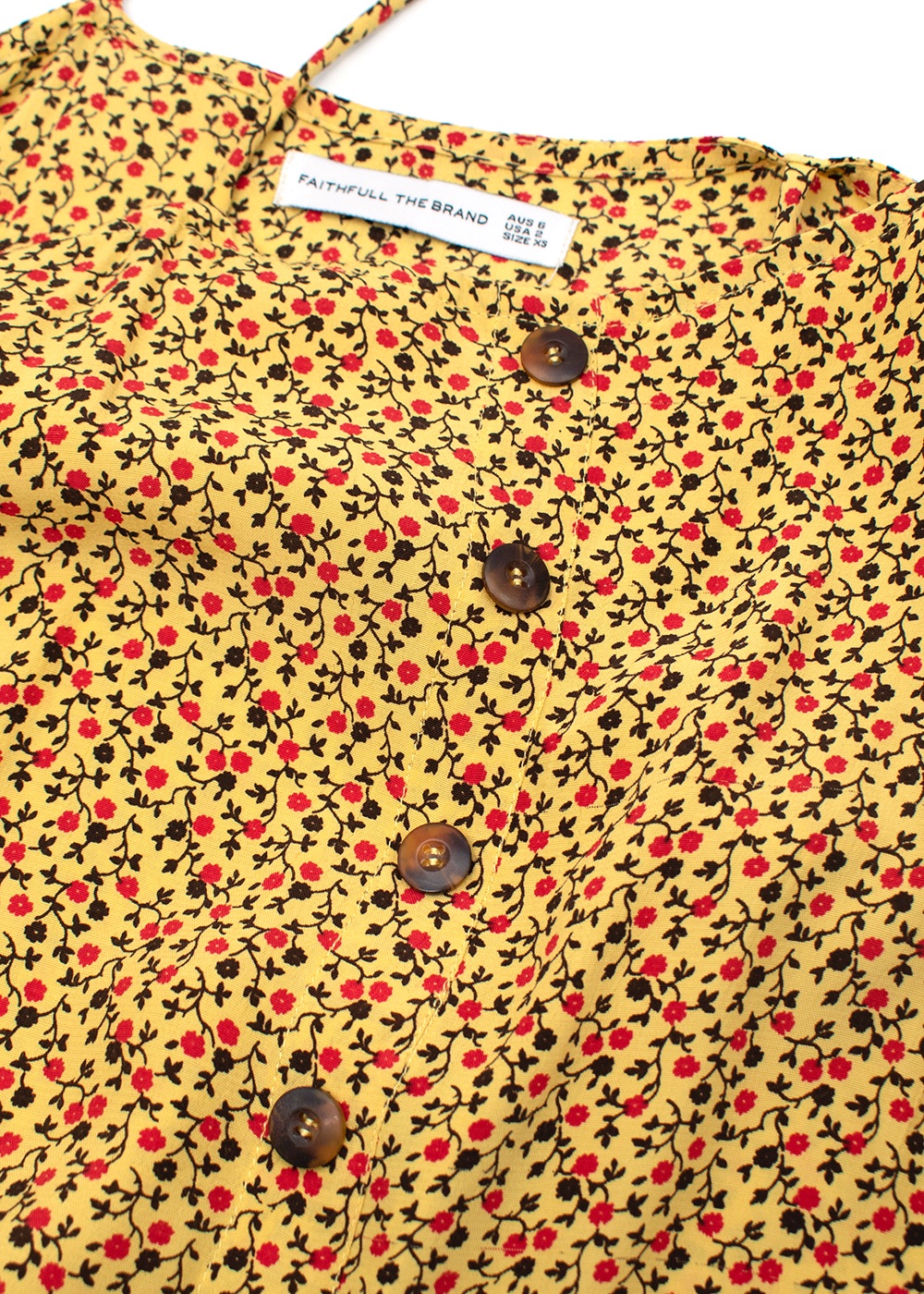 Preowned Faithful the Brand Yellow ditzy floral print sundress Size XS rayon