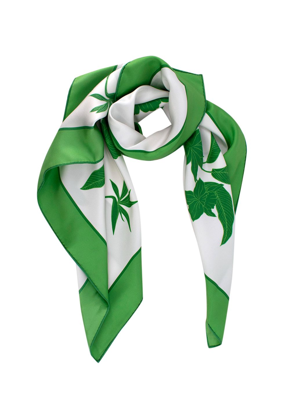 Loro Piana Green and White Floral Silk Scarf green white