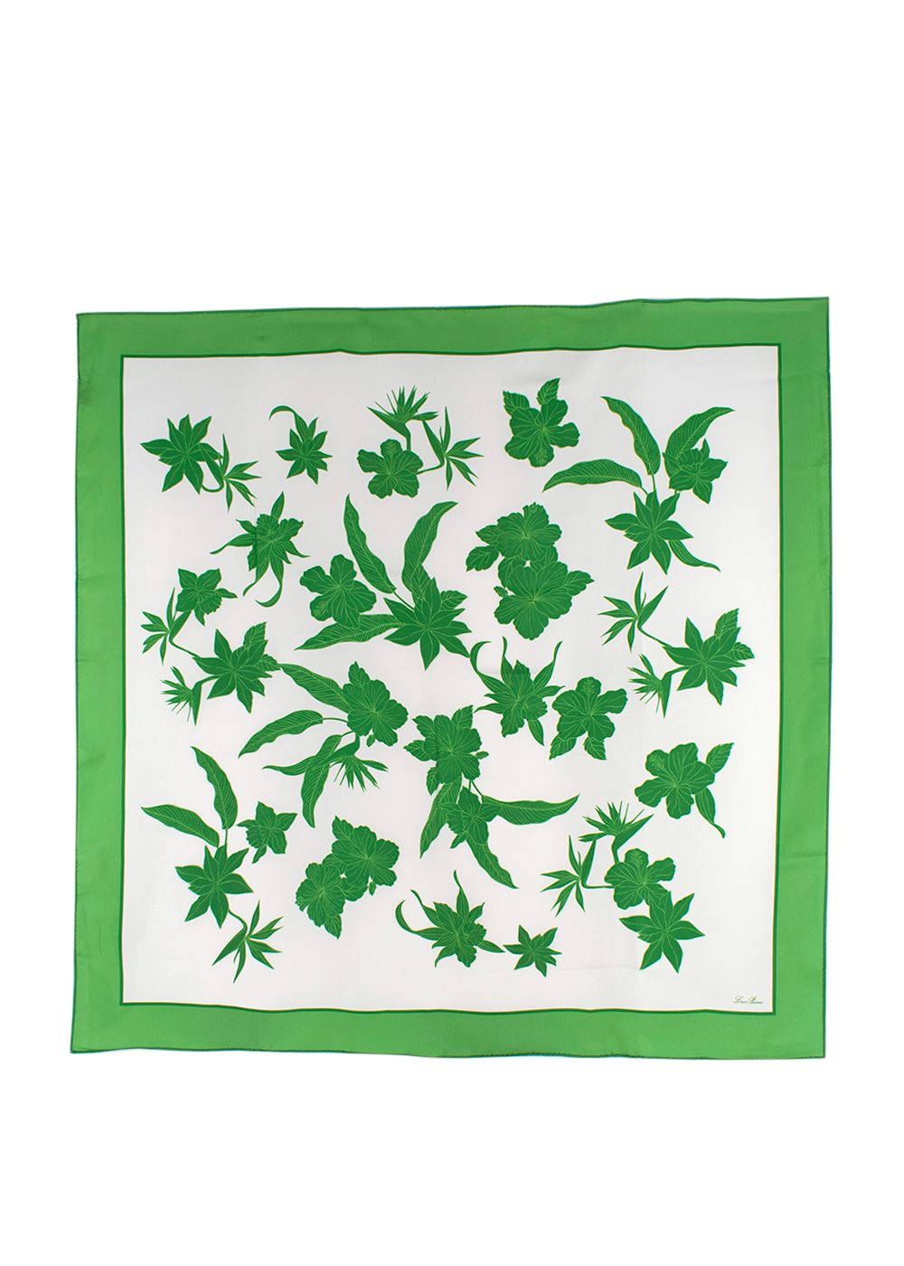 Loro Piana Green and White Floral Silk Scarf green white