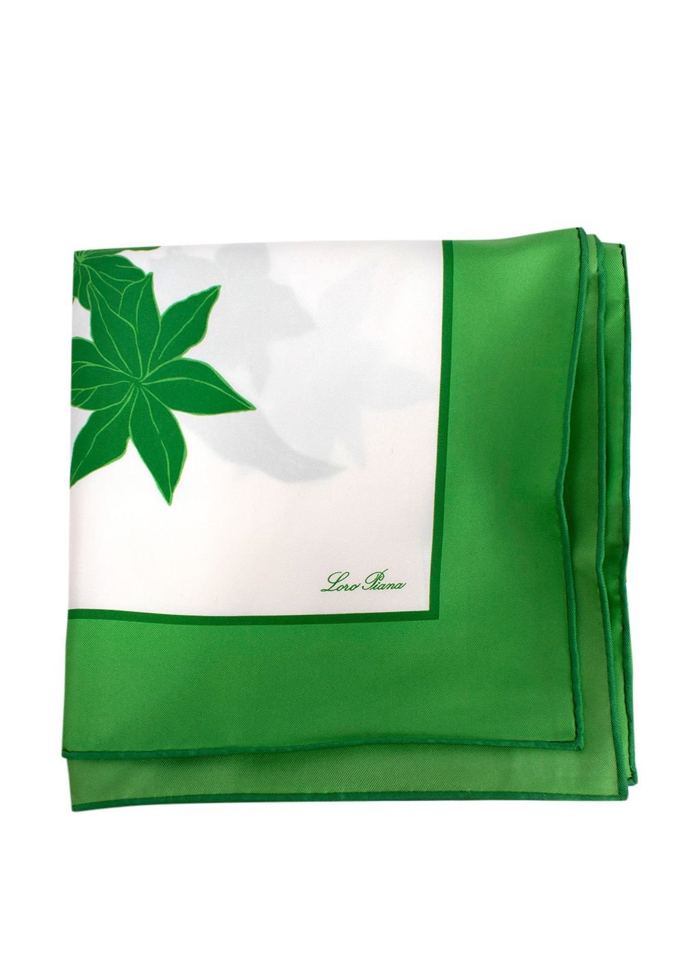 Loro Piana Green and White Floral Silk Scarf green white