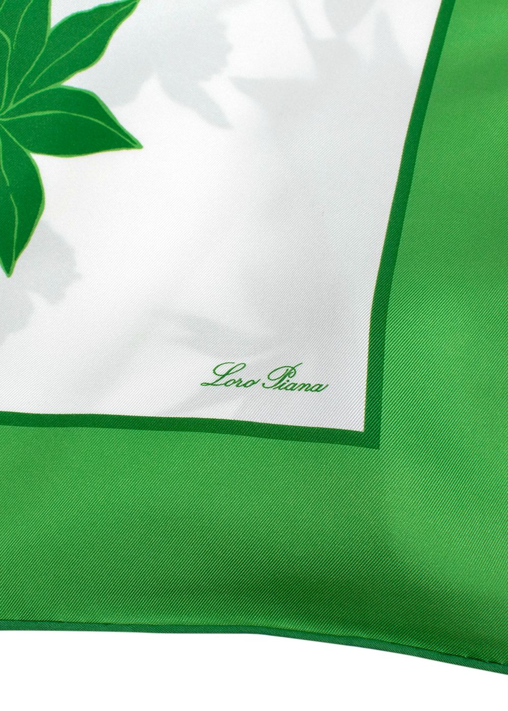 Loro Piana Green and White Floral Silk Scarf green white