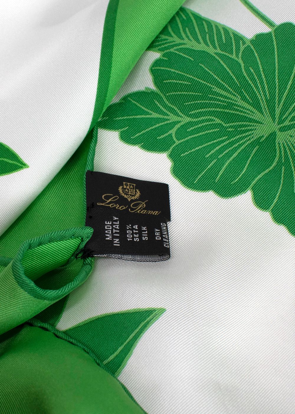 Loro Piana Green and White Floral Silk Scarf green white