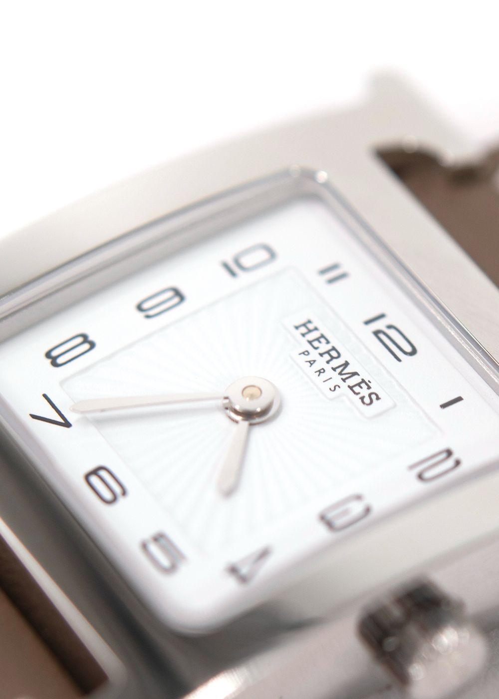 Hermes Small Heure H Watch in Etoupe with Palladium Hardware taupe steel