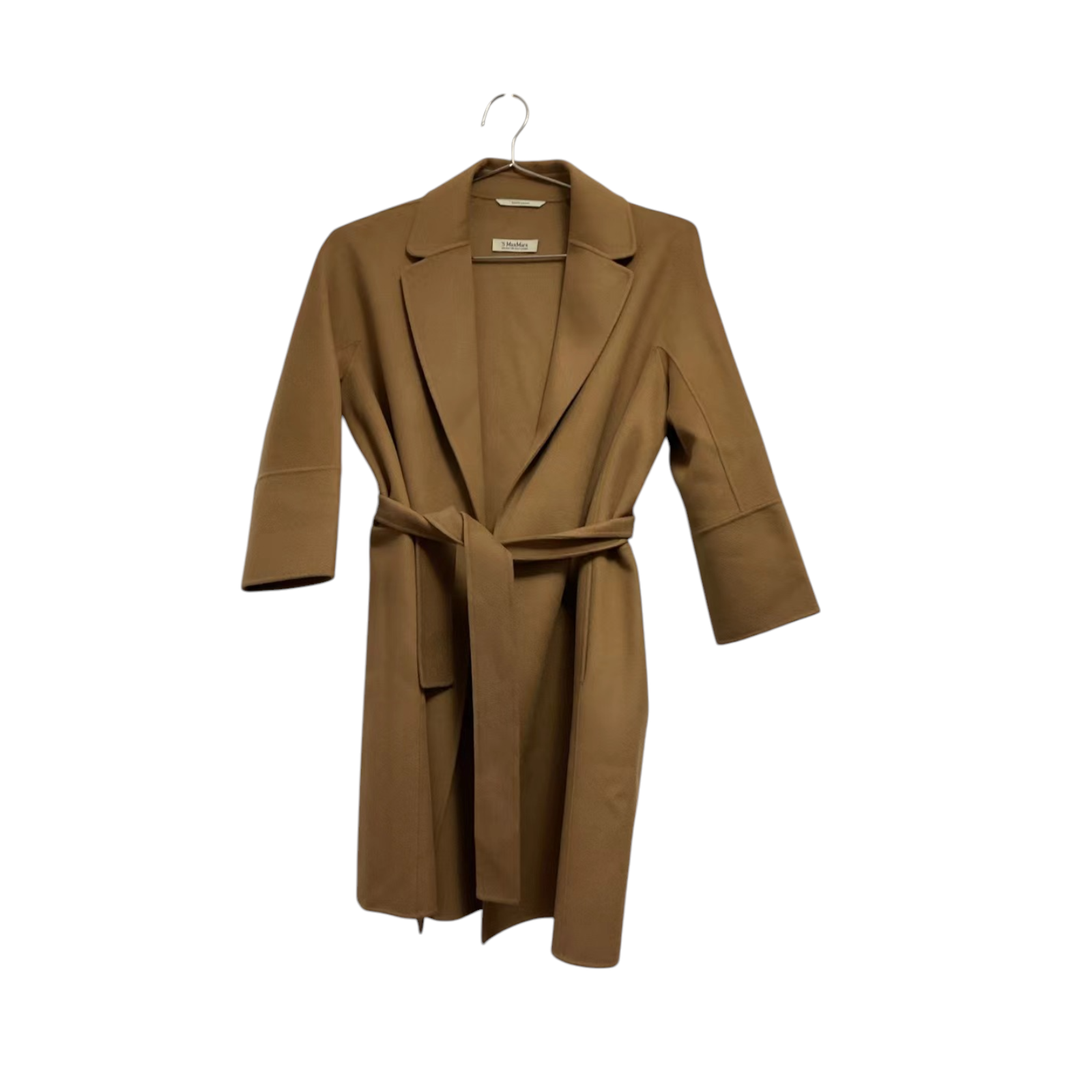 S Max Mara Camel Arona Belted Wool Coat Size M