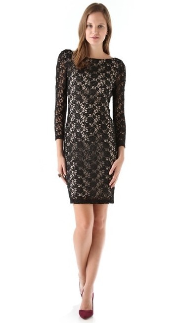 Preowned Alice + Olivia black lace detailed open back dress Size S