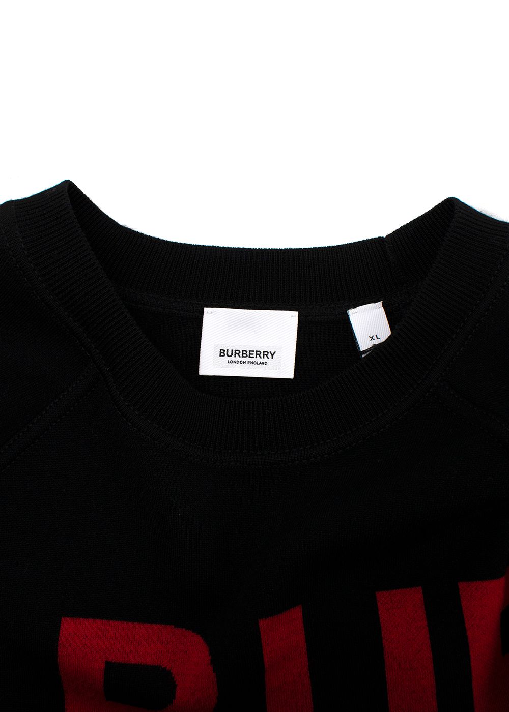 Burberry Horseferry Intarsia Raglan-Sleeve Wool Jumper Size XL black red white