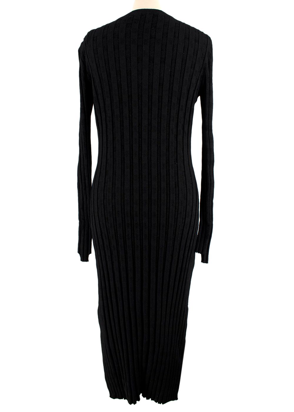 Proenza Schouler Black Ribbed Cut Out Bodycon Dress Size M wool