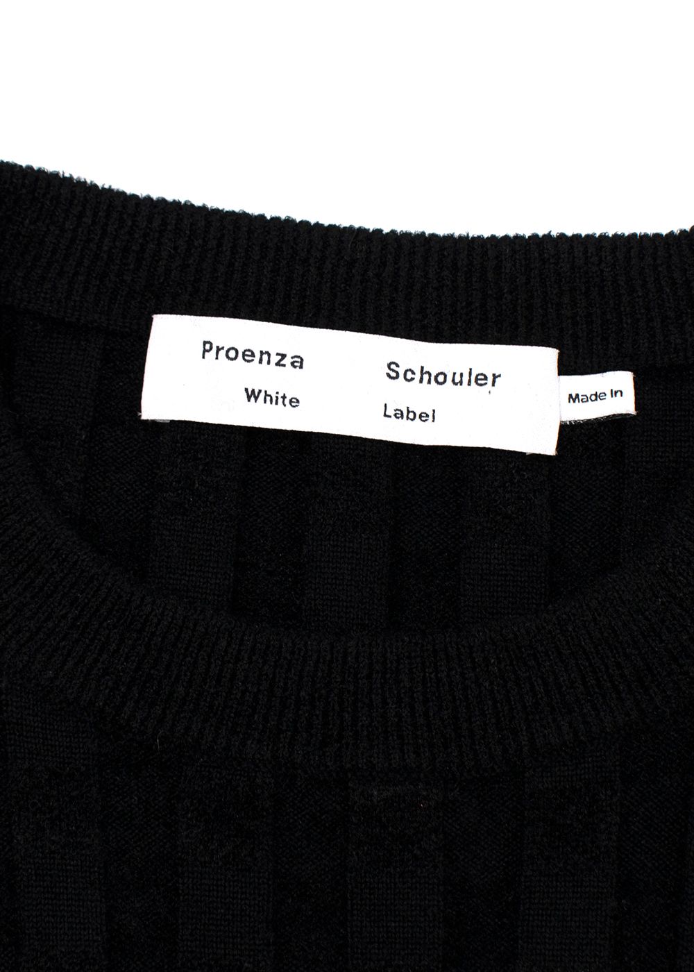 Proenza Schouler Black Ribbed Cut Out Bodycon Dress Size M wool