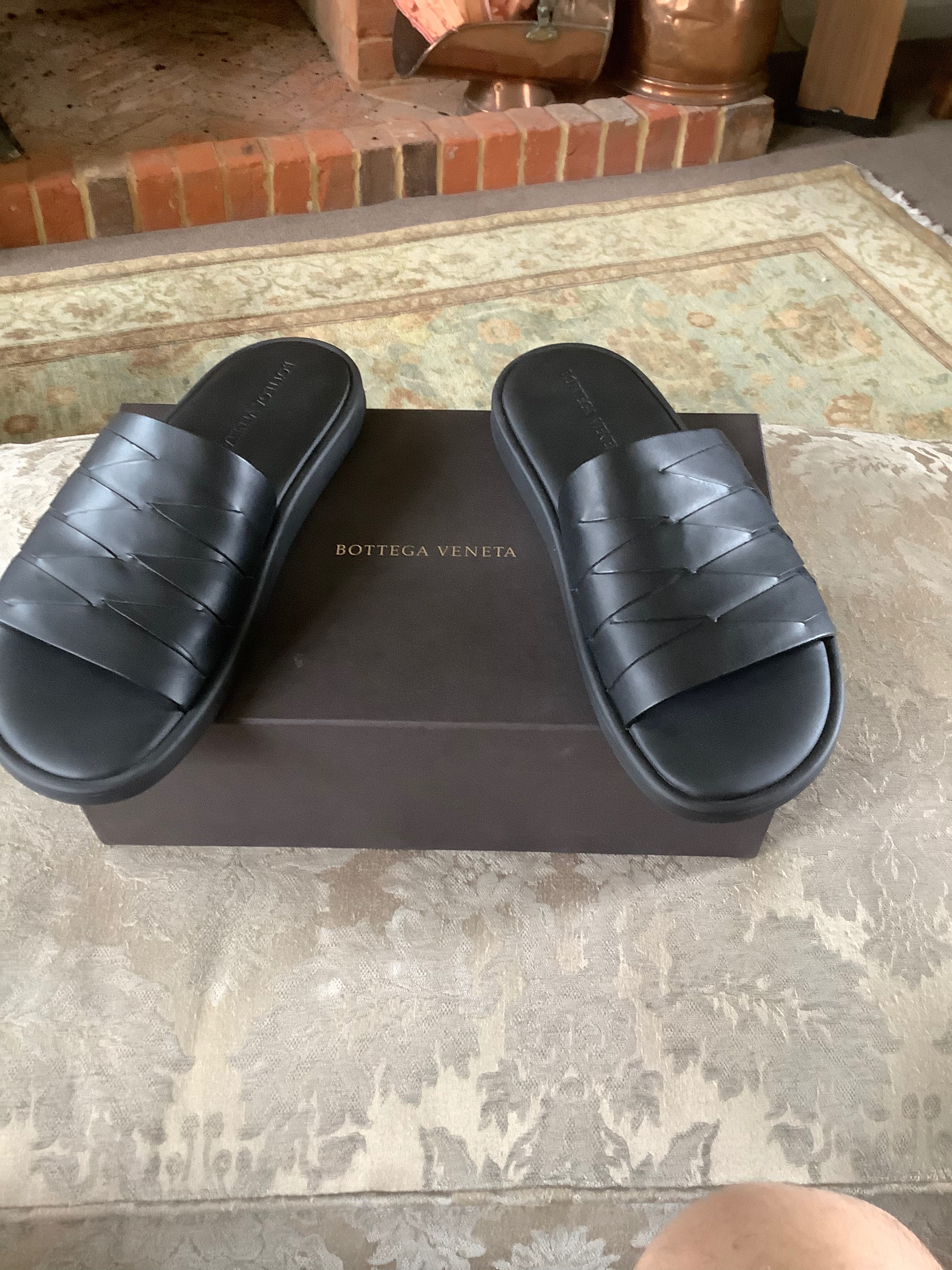 Men's Bottega Veneta Douglas Slides Size 42 Brown leather