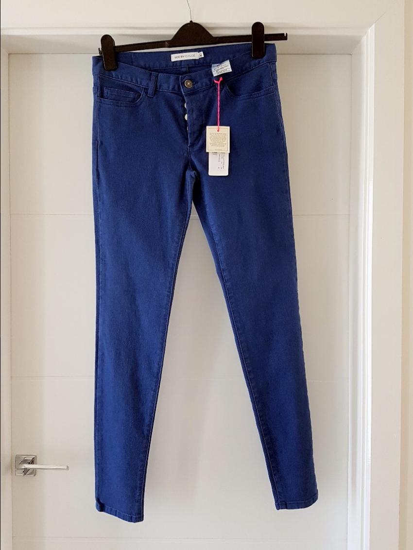 See by Chloe Colour Pop Slim Leg Jeans Size S Blue cotton