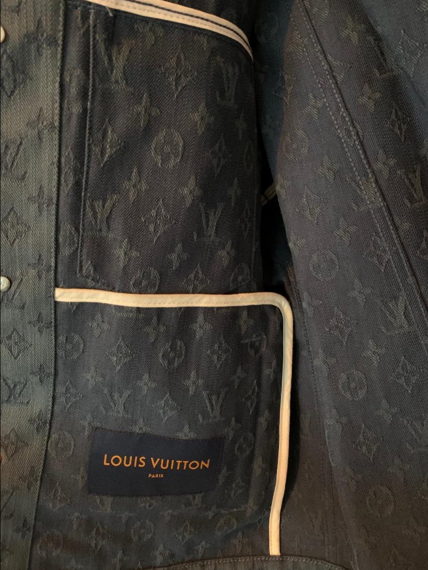 Men's Louis Vuitton Blue Monogram Denim Jacket Size L