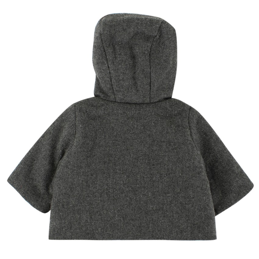 Boys Bonpoint Girls' Grey Wool-blend Hooded Coat Size 3-6 Months cotton